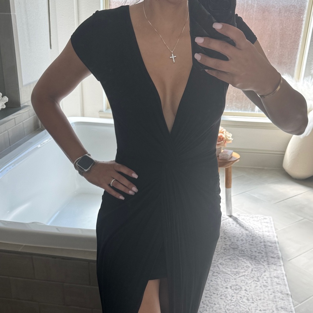 Elegant Black V-Neck Dress